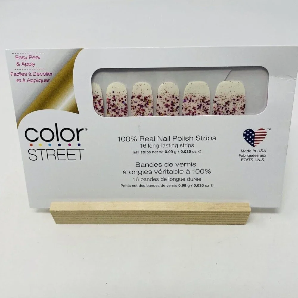 Color Street 100% Real Nail Polish‎ Strips Cannes Fetti Red Glitter 16 Pieces